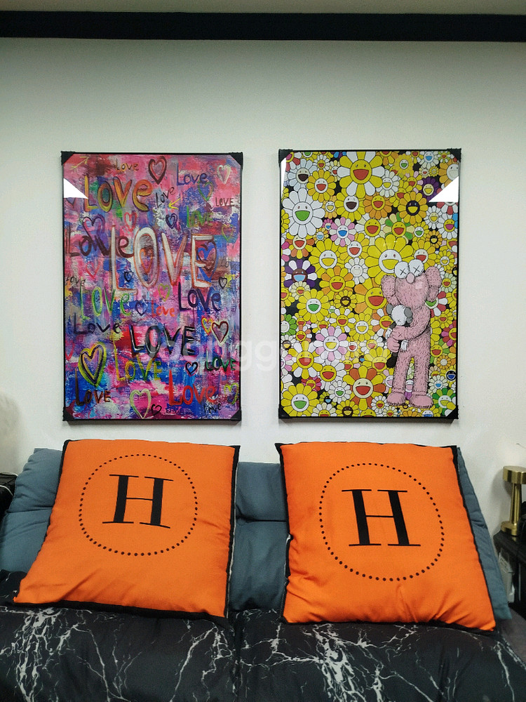 카이카이키키 웃는꽃 무리카미다카시 카우스 대형 그림 액자 명품그림 명품액자 인테리어소품 인테리어액자--9