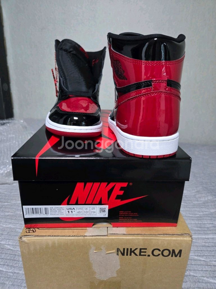 조던1 레트로 하이 OG 페이턴트 브레드 295사이즈--4