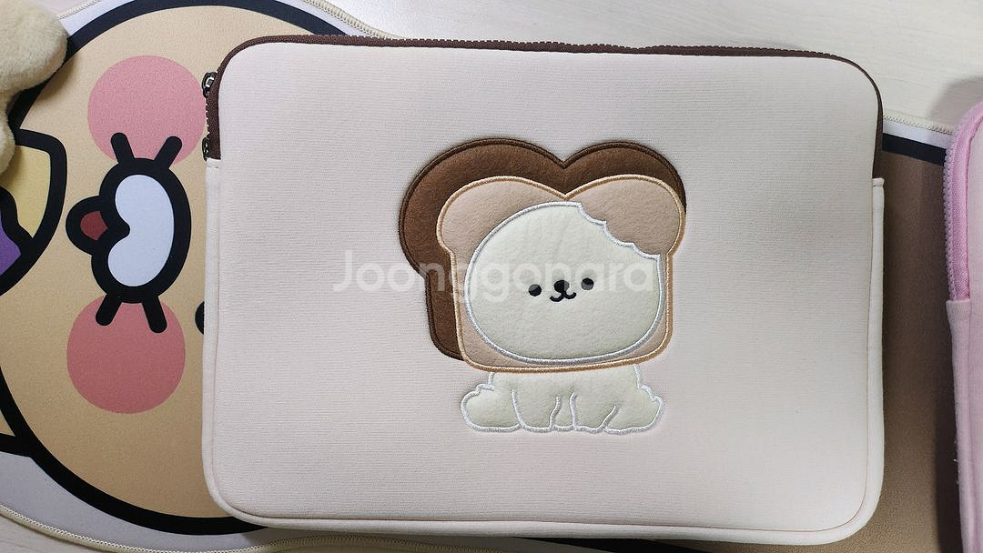 다이소보다 저렴)토스트 곰돌이 노트북 파우치, 핑크 곰돌이 태블릿 파우치 일괄--1