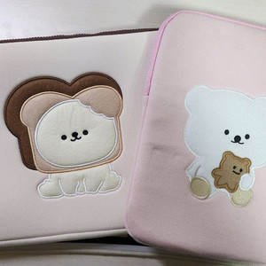 다이소보다 저렴)토스트 곰돌이 노트북 파우치, 핑크 곰돌이 태블릿 파우치 일괄