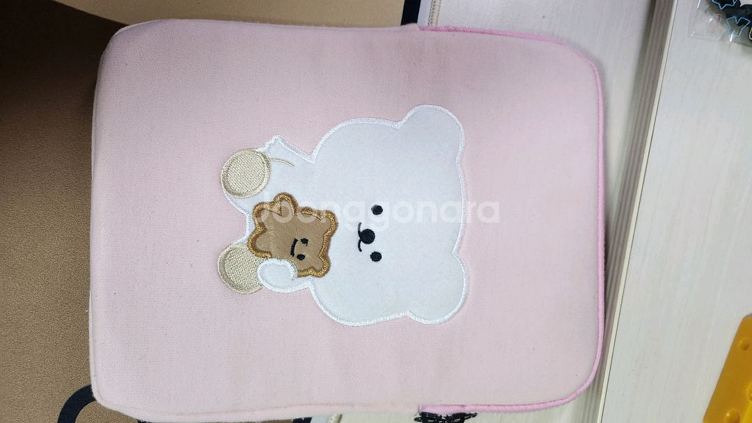 다이소보다 저렴)토스트 곰돌이 노트북 파우치, 핑크 곰돌이 태블릿 파우치 일괄--5