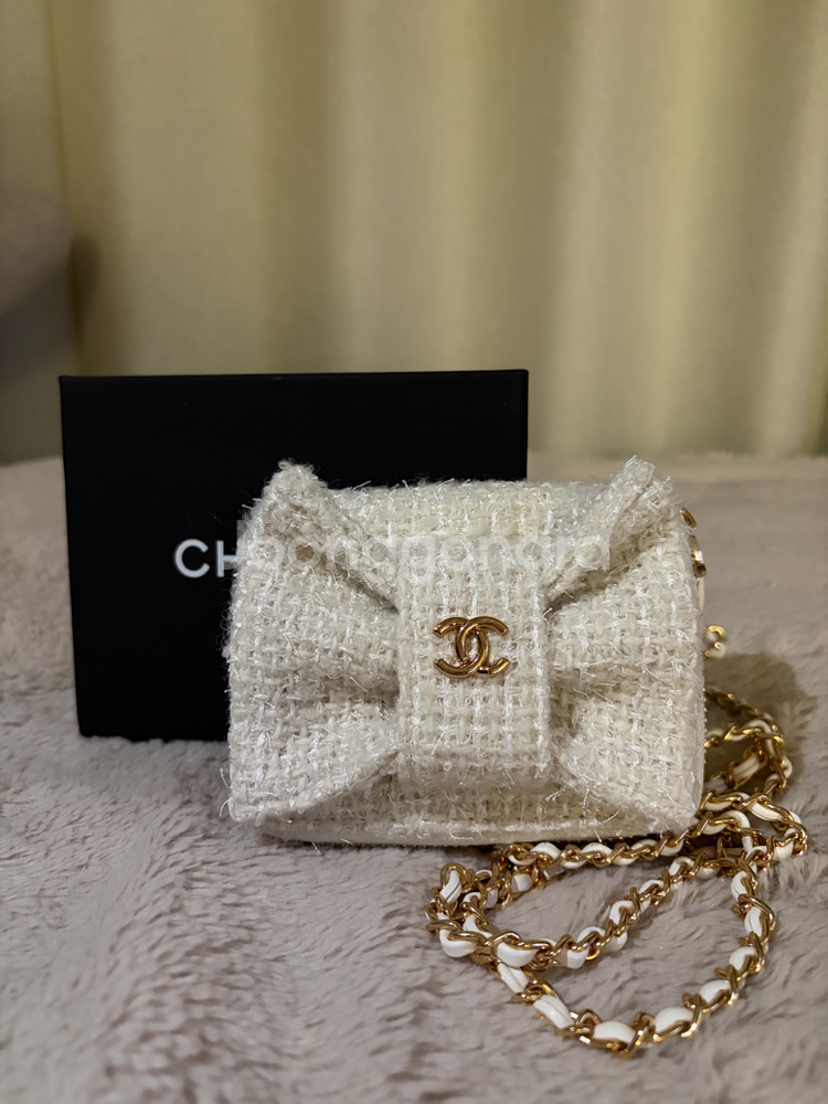 샤넬 트위드 리본 미니 체인백--0