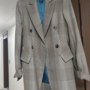 타임 더블브레스트 체크 자켓