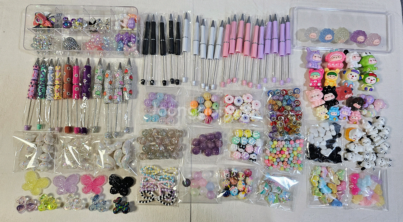 수제볼펜비즈공예재료 피규어.보석장식.볼펜대. 일괄판매--0