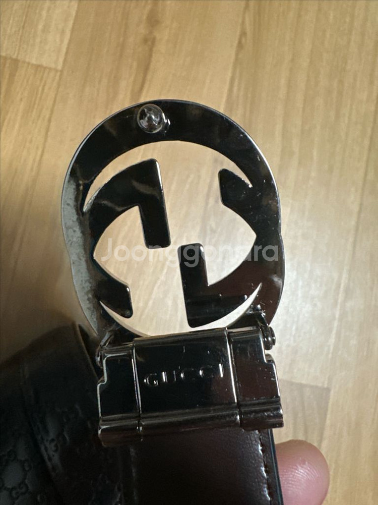 구찌 GG 버클 레더 벨트--2