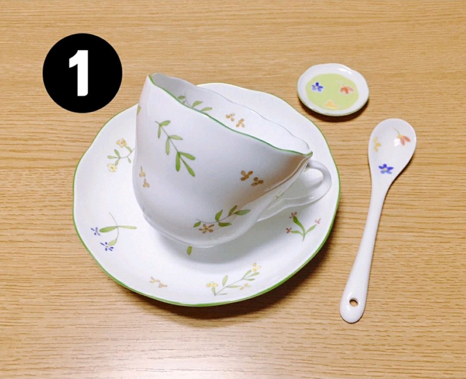 [일괄택포]일본 빈티지 지방시 커피잔 5조, 스푼, 스푼레스트, 대접시 셋트--1