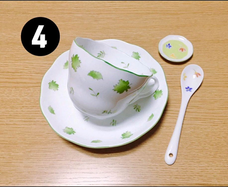 [일괄택포]일본 빈티지 지방시 커피잔 5조, 스푼, 스푼레스트, 대접시 셋트--4