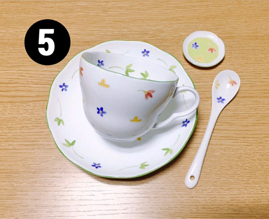 [일괄택포]일본 빈티지 지방시 커피잔 5조, 스푼, 스푼레스트, 대접시 셋트--5