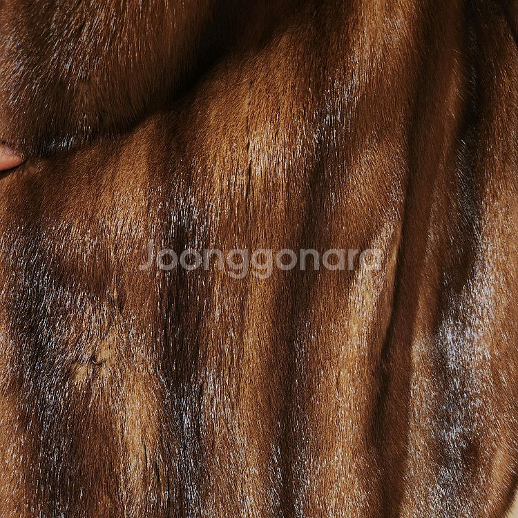 일본산 고급스러운 윤기 촤르르한 갈색 모피코트 S급--3