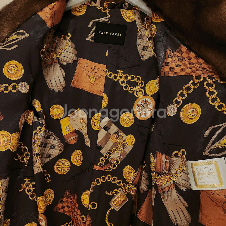 일본산 고급스러운 윤기 촤르르한 갈색 모피코트 S급--4