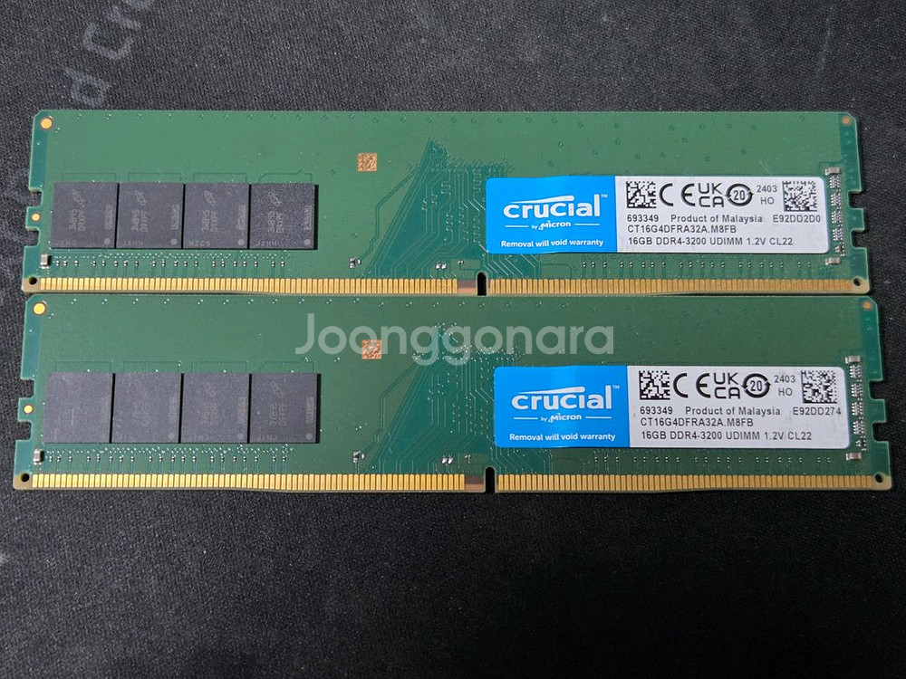 DDR4-3200 16GB CL22 메모리 2개 세트(단면) 마이크론--1