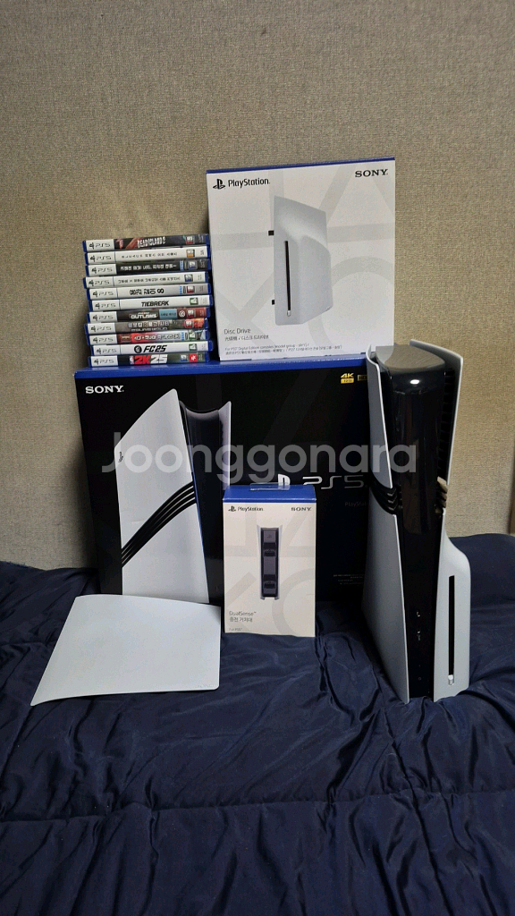 풀박스 PS5 프로 PRO 디스크 드라이브+정품 충전독+타이틀11종--0