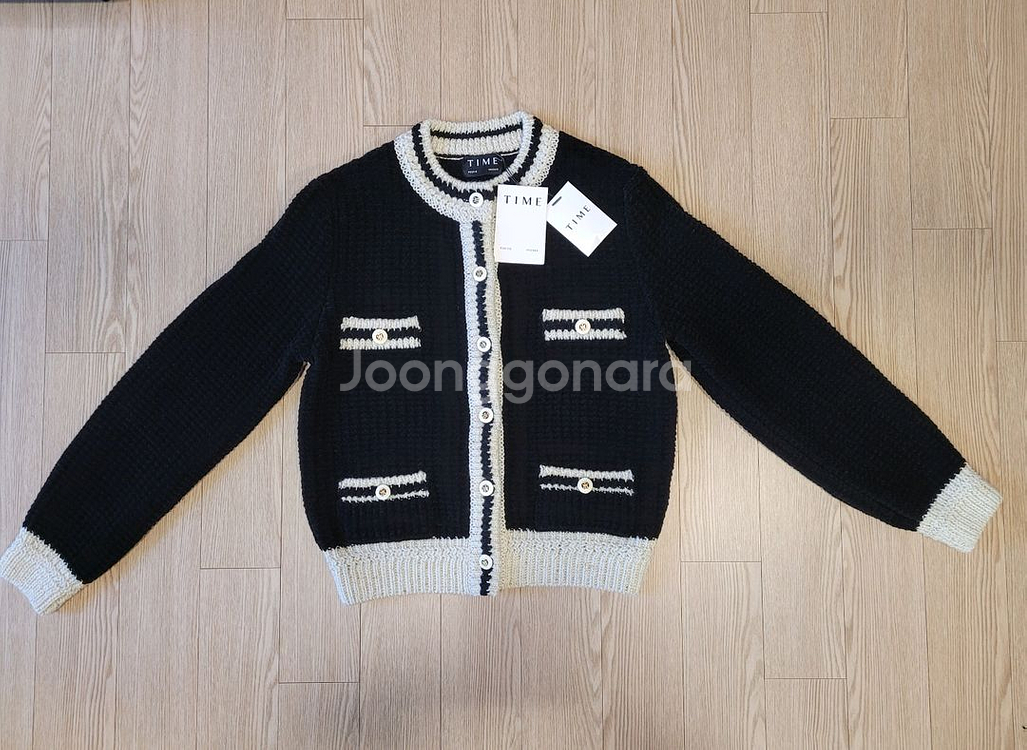 타임/울블렌드글리터라인자켓/90/블랙/1번착용/거의새제품/택포--1