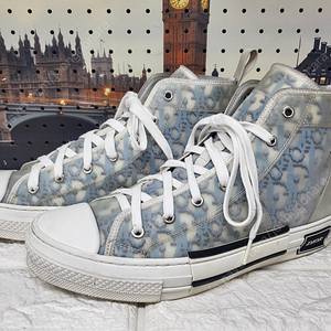 디올 오블리크 B23 하이탑 스니커즈 280 블루 픽셀 캔버스 남성스니커즈 SB31