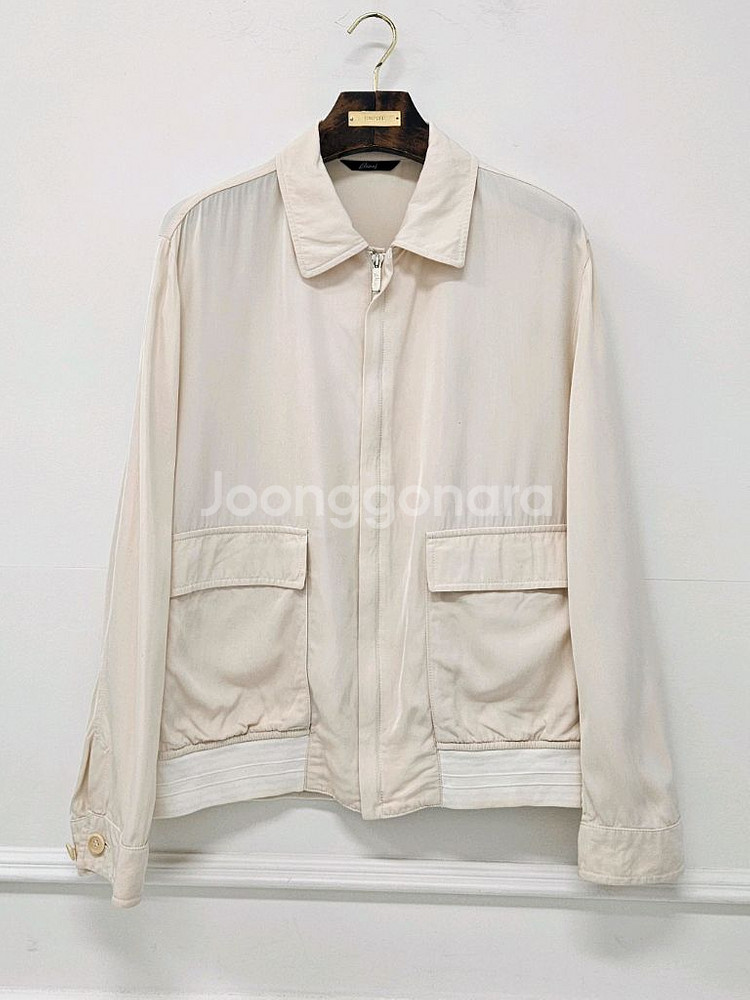 브리오니 100% 실크 집업 블루종 자켓--0