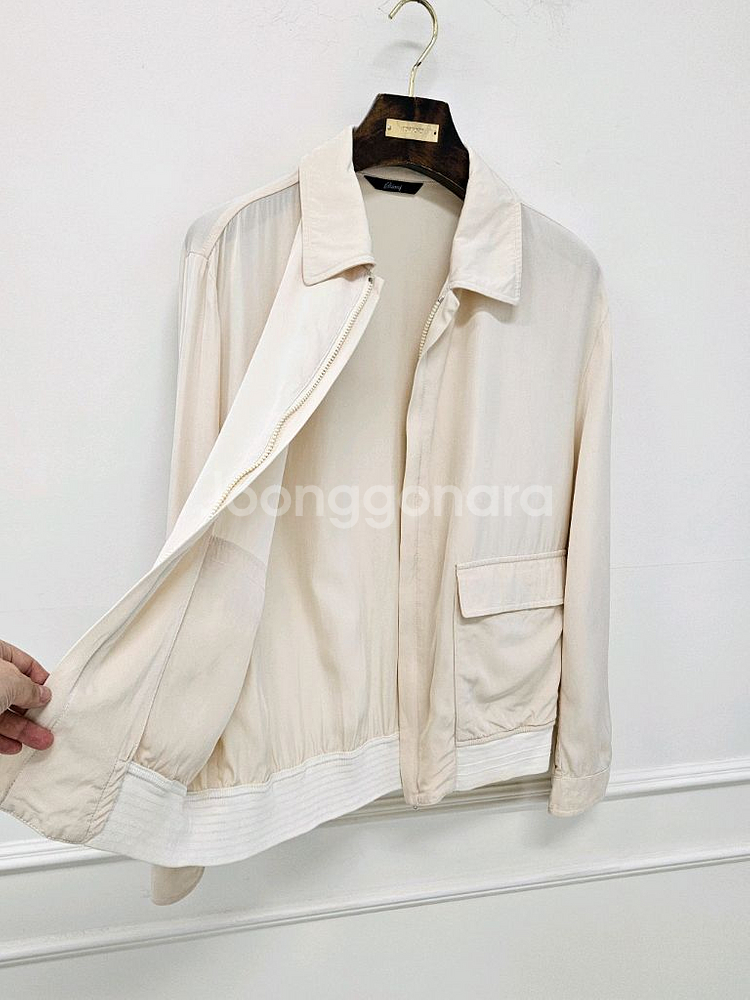 브리오니 100% 실크 집업 블루종 자켓--1