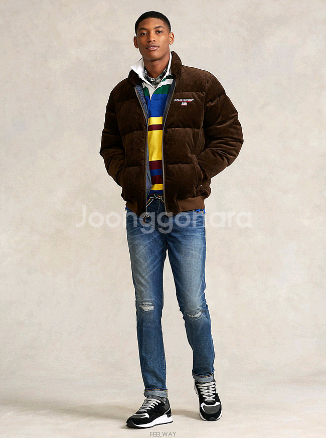 폴로 랄프로렌 코듀로이 패딩 S사이즈 다크브라운 팝니다--5