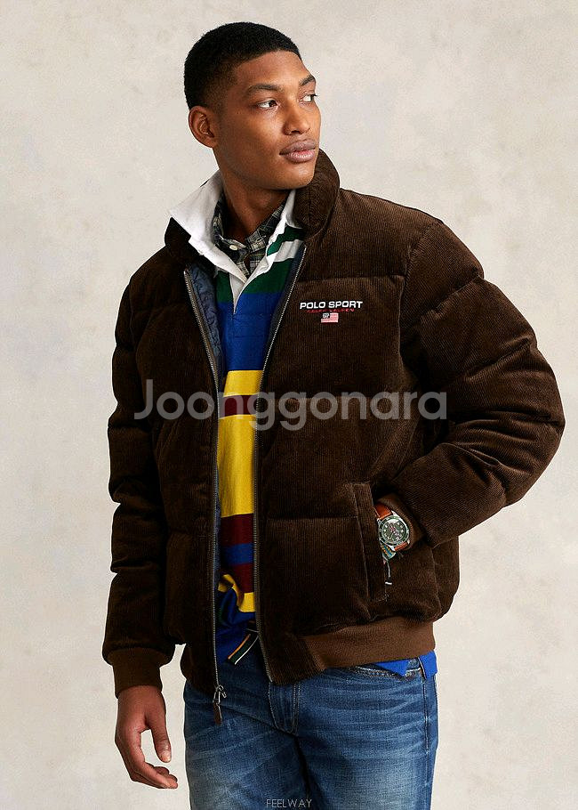 폴로 랄프로렌 코듀로이 패딩 S사이즈 다크브라운 팝니다--4