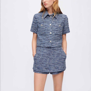 마쥬 COLLY 블루 트위드자켓 반팔트위드자켓 새상품 1사이즈