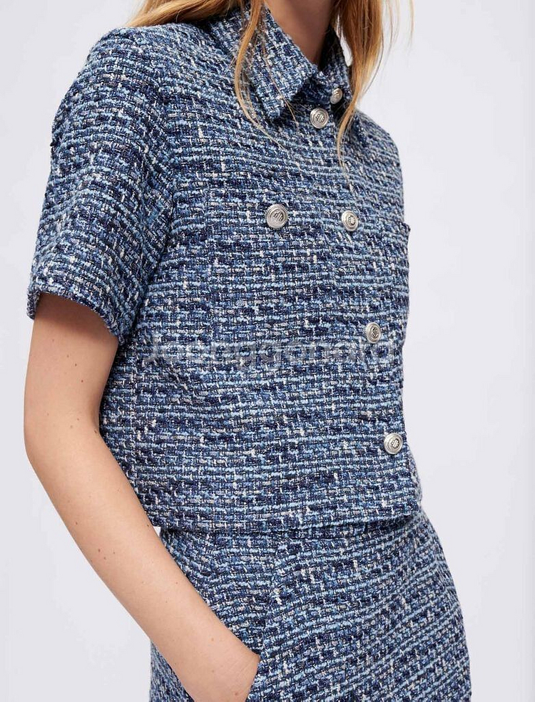 마쥬 COLLY 블루 트위드자켓 반팔트위드자켓 새상품 1사이즈--1