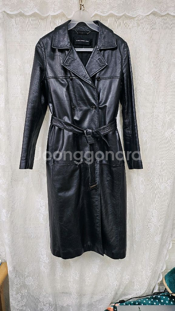 여성 가죽 롱코트--0