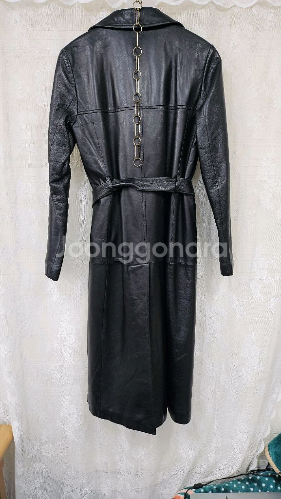 여성 가죽 롱코트--1