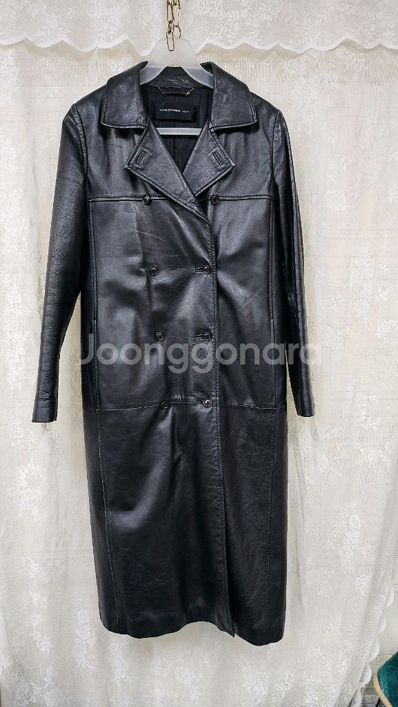여성 가죽 롱코트--9