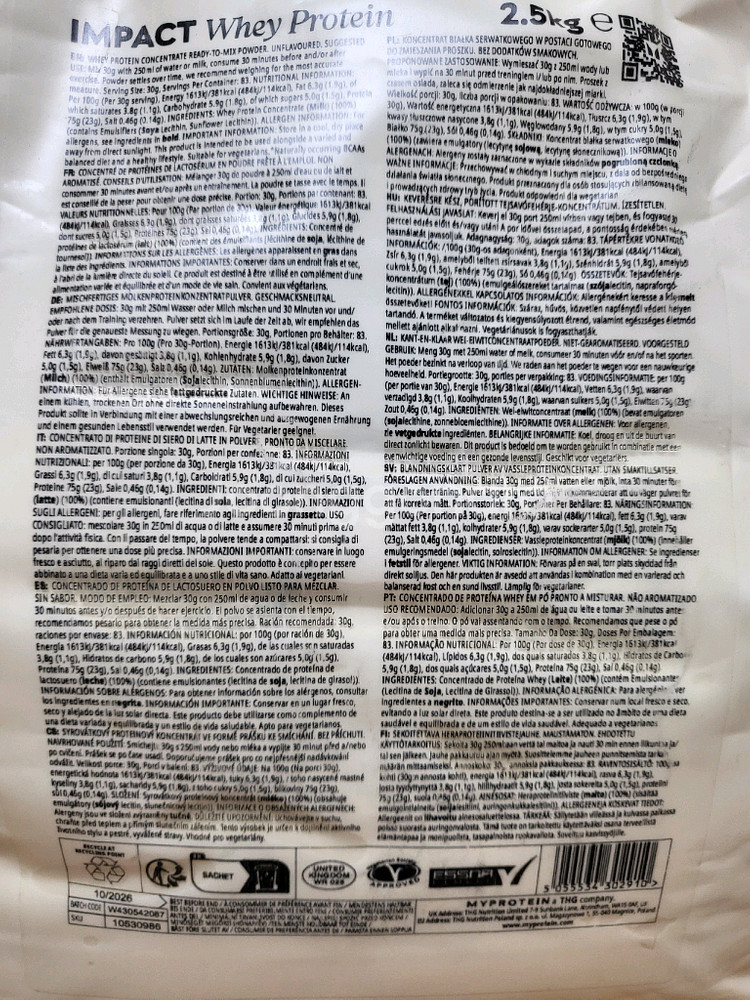 새제품 마이프로틴 임팩트 웨이 프로틴 무맛 2.5kg--1