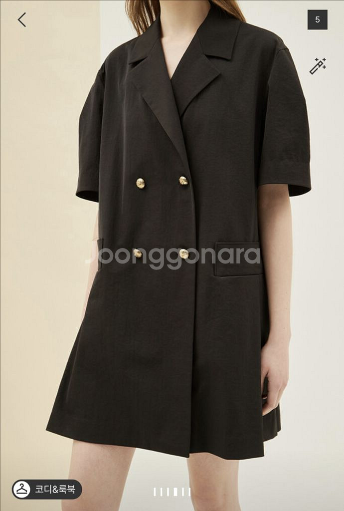 SJ2C3WOP125W 블랙 Sjsj 원피스 76사이즈 새상품 린넨블렌드더블브레스티드드레스--0