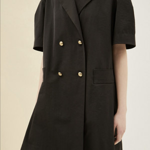 SJ2C3WOP125W 블랙 Sjsj 원피스 76사이즈 새상품 린넨블렌드더블브레스티드드레스