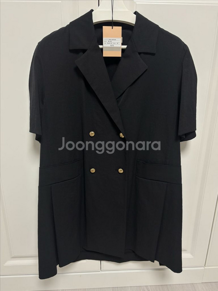 SJ2C3WOP125W 블랙 Sjsj 원피스 76사이즈 새상품 린넨블렌드더블브레스티드드레스--4