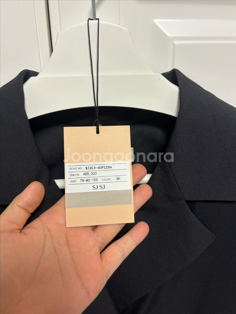 SJ2C3WOP125W 블랙 Sjsj 원피스 76사이즈 새상품 린넨블렌드더블브레스티드드레스--5