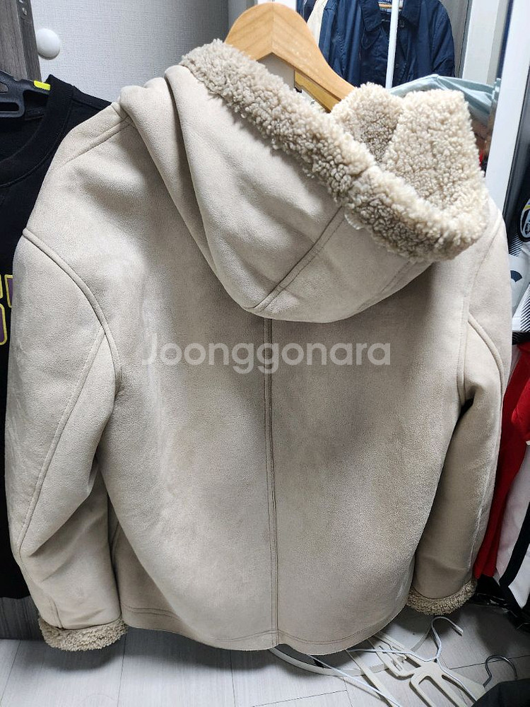 자라 무스탕 후드 집업 자켓--1