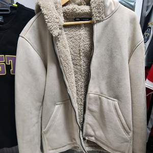 자라 무스탕 후드 집업 자켓