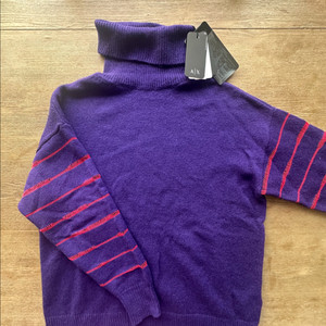 아르마니 익스체인지 보라색 니트 터틀넥, 목티. S