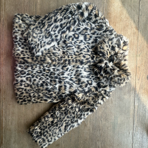 크루컷 호피무늬 퍼 코트, 자켓 130, 8y