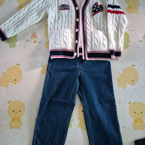 아이스비스킷 가디건 후드 청바지