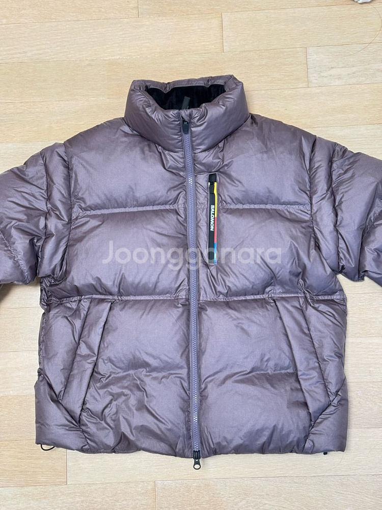 살로몬 컨투어 크롭 패딩 퍼플그레이 M팝니다--0