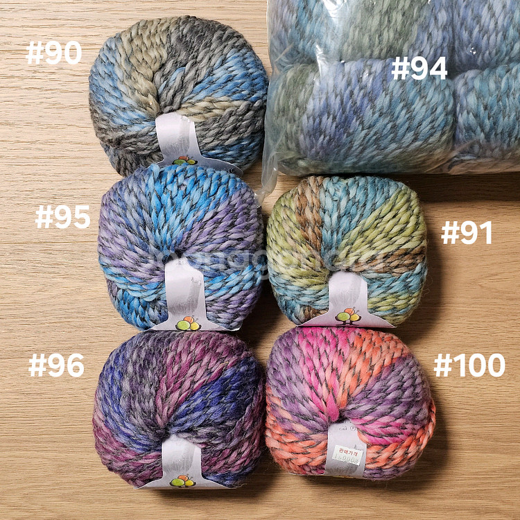 (세하선) 마리골드 그라데이션 배색실 뜨개실 털실 울 100% 겨울실 두꺼운 실 스웨터 가디건 숄--0