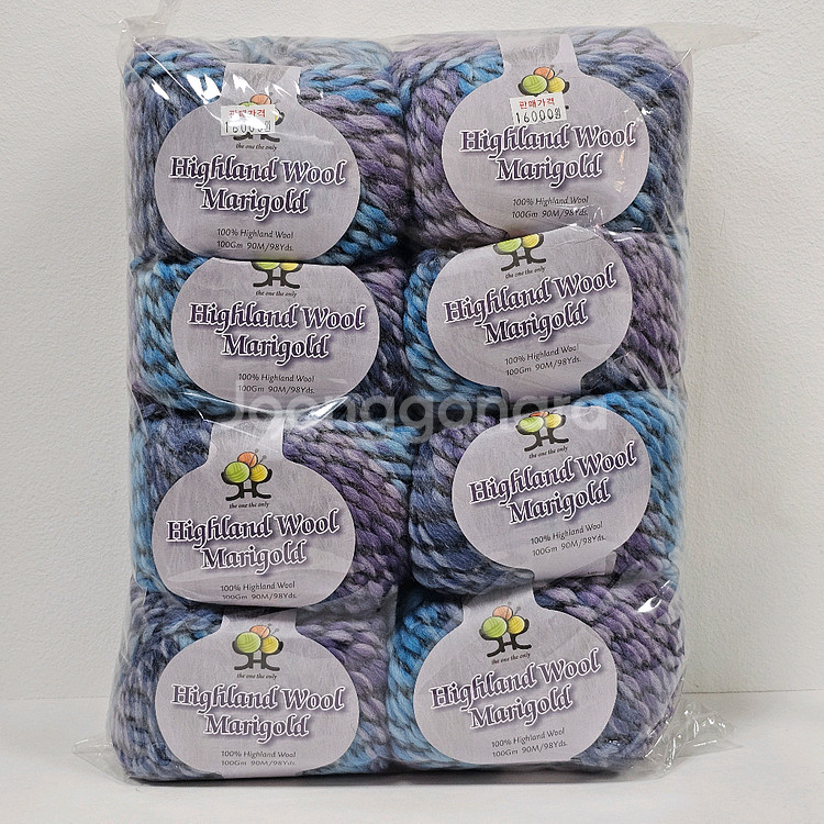 (세하선) 마리골드 그라데이션 배색실 뜨개실 털실 울 100% 겨울실 두꺼운 실 스웨터 가디건 숄--5