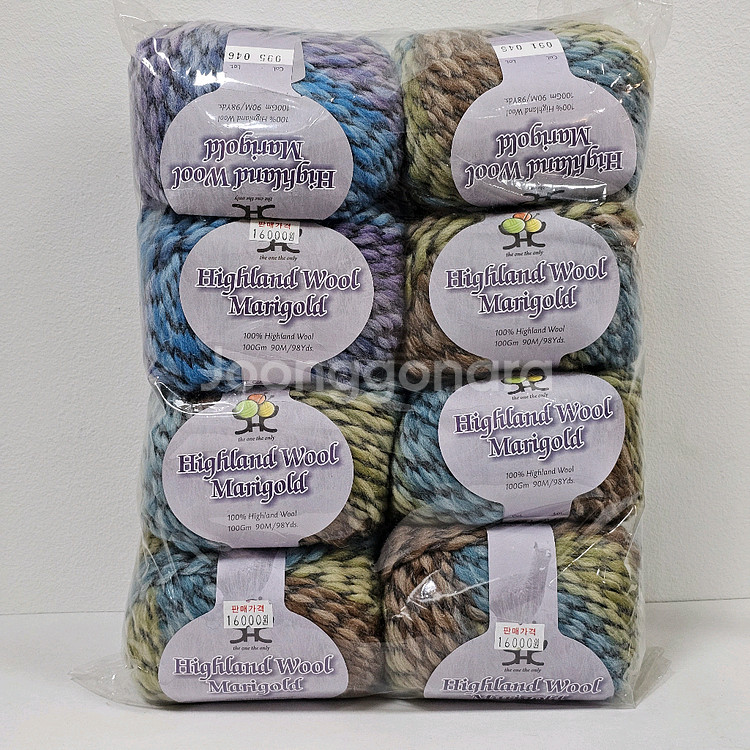 (세하선) 마리골드 그라데이션 배색실 뜨개실 털실 울 100% 겨울실 두꺼운 실 스웨터 가디건 숄--6