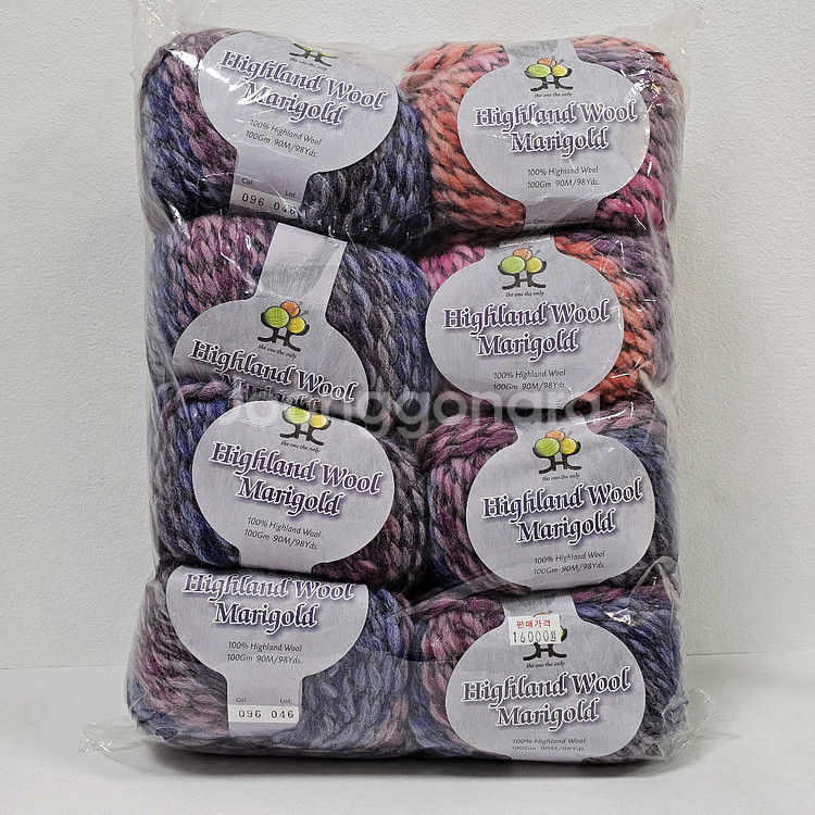 (세하선) 마리골드 그라데이션 배색실 뜨개실 털실 울 100% 겨울실 두꺼운 실 스웨터 가디건 숄--7