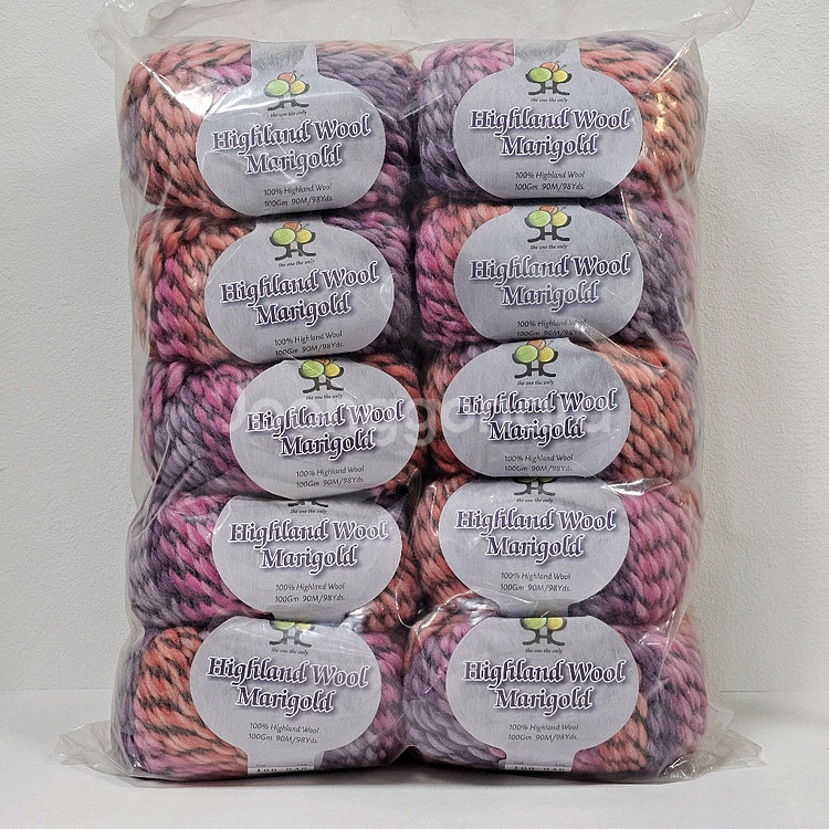 (세하선) 마리골드 그라데이션 배색실 뜨개실 털실 울 100% 겨울실 두꺼운 실 스웨터 가디건 숄--8