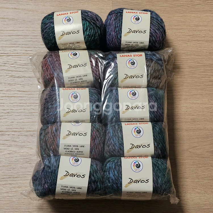 (세하선) 다보스 그라데이션 배색실 뜨개실 털실 울 50% 겨울실 두꺼운 실 스웨터 가디건 숄--5