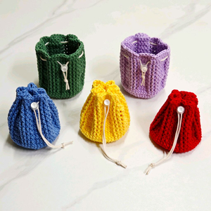 핸드메이드 손뜨개 조리개 원형 파우치