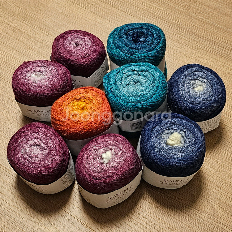 (세하선) 레인즈두놀드 워미 그라데이션 배색실 뜨개실 털실 울 70% 겨울실 목도리 숄 조끼--0