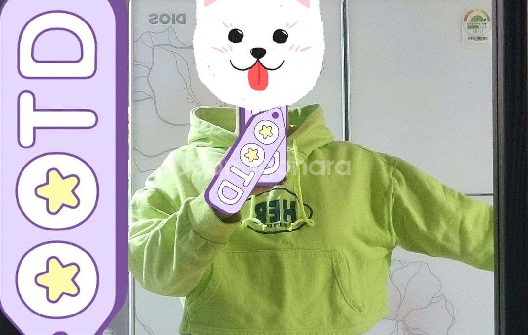 HER 루즈핏 크롭 후드 상의--8