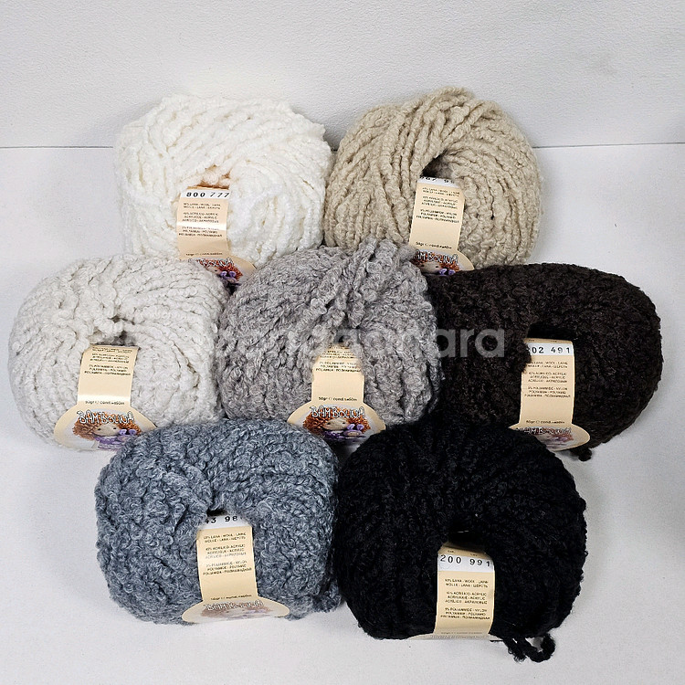 (세하선) 밤볼리나 뽀글이실 링구사 팬시사 뜨개실 털실 울 50% 겨울실 목도리 숄 조끼 베스트 바라클라바--0