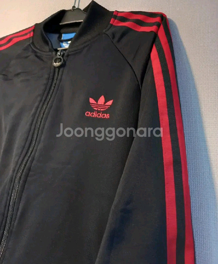 아디다스 대장급 검빨 블랙 트랙탑 저지 져지집업 95/M--1