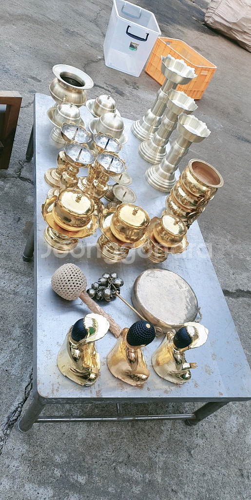 유기 향로, 불상, 촛대 불교용품--2